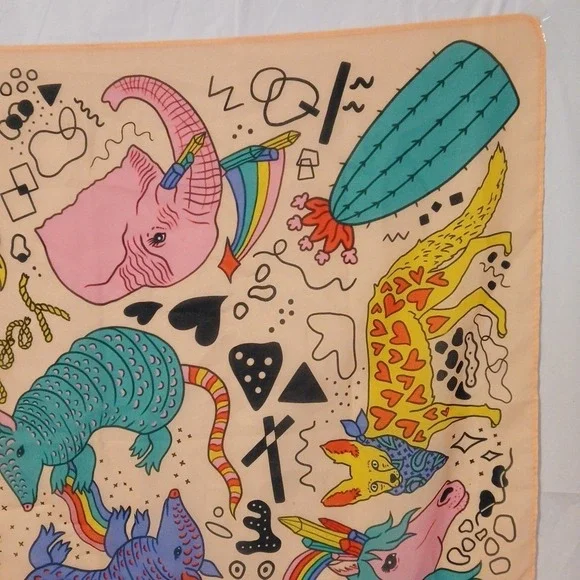 Square Southwestern Scarf Yeehaw Multi-color Sheer 21" X 21" - Picture 3 of 5